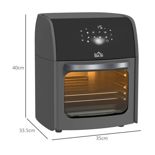 12L Air Fryer Oven with 8 Preset Modes Rapid Air Circulation 1800W Grey-Air Fryer-HOMCOM-AfiLiMa Essentials
