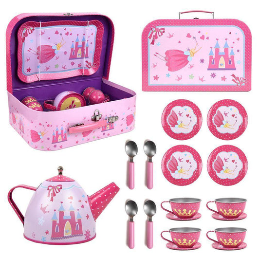 18-Piece Fairy Tale Metal Tea Set with Carry Case-Toy-AfiLiMa Essentials