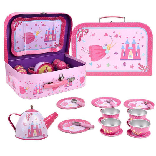 18-Piece Fairy Tale Metal Tea Set with Carry Case-Toy-AfiLiMa Essentials