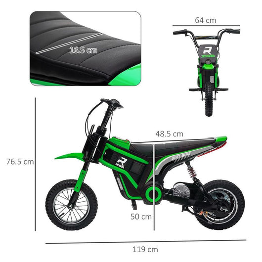 24V Kids Electric Motorbike with Twist Grip Throttle, Music, Horn - Green-Toy-HOMCOM-AfiLiMa Essentials