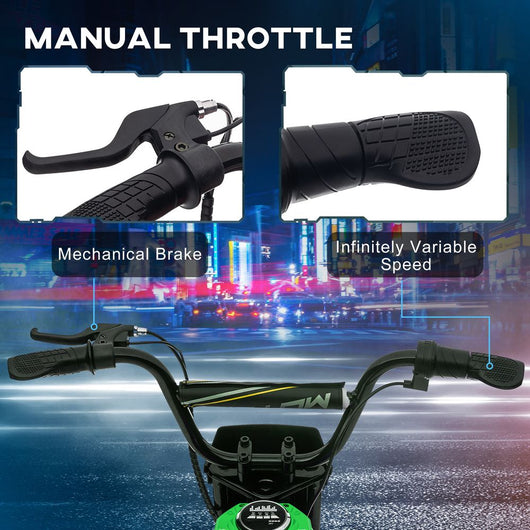 24V Kids Electric Motorbike with Twist Grip Throttle, Music, Horn - Green-Toy-HOMCOM-AfiLiMa Essentials