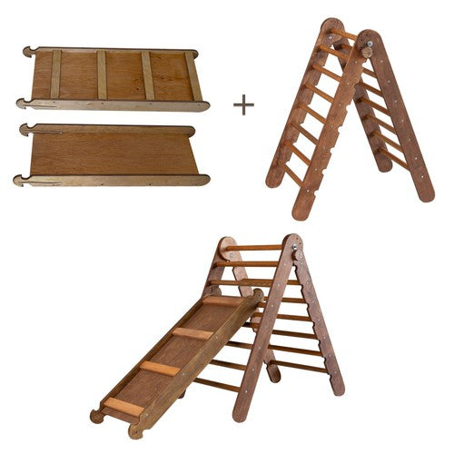 2in1 Montessori Climbing Set: Triangle Ladder + Slide Board/Ramp – Beige-Kids & Babies - Mother & Kids - Baby Furniture-Goodevas LLC-AfiLiMa Essentials