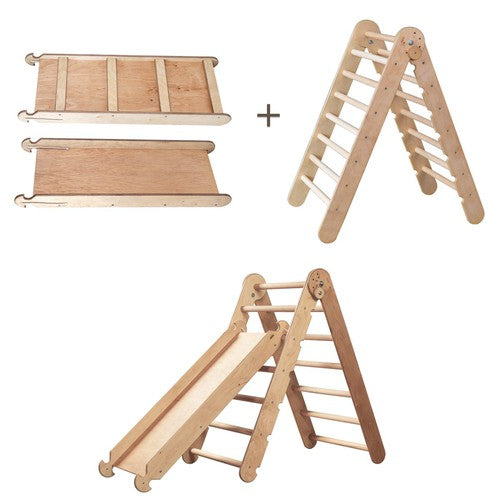2in1 Montessori Climbing Set: Triangle Ladder + Slide Board/Ramp – Beige-Kids & Babies - Mother & Kids - Baby Furniture-Goodevas LLC-AfiLiMa Essentials