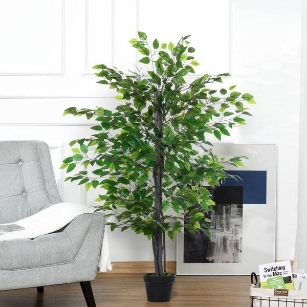 Artificial Banyan Plant Faux Decorative Tree Cement Pot-Decor-AfiLiMa Essentials