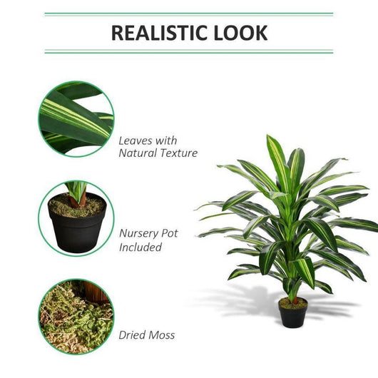 Artificial Dracaena Tree with 40 Realistic Leaves, for Home & Office-Decor-AfiLiMa Essentials