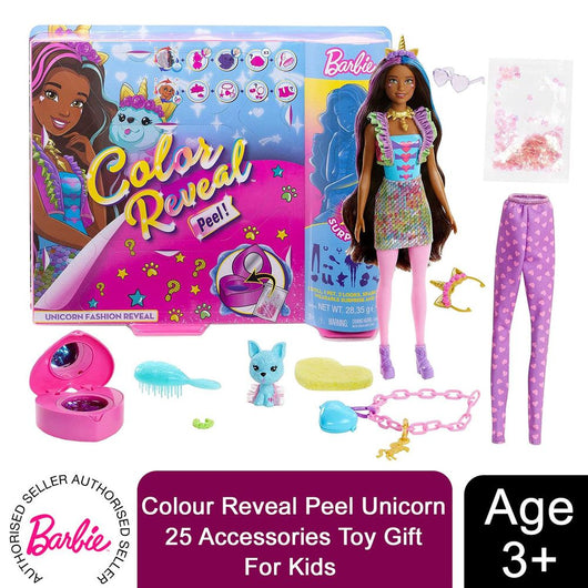 Barbie Colour Reveal Peel Unicorn Doll with 25 Accessories Toy Gift For Kids-Barbie-AfiLiMa Essentials