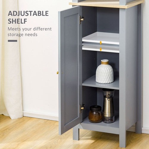 Bathroom Floor Tall Cabinet Storage Unit w/ Cupboard Adjustable Shelf-Cabinet Storage-kleankin-AfiLiMa Essentials