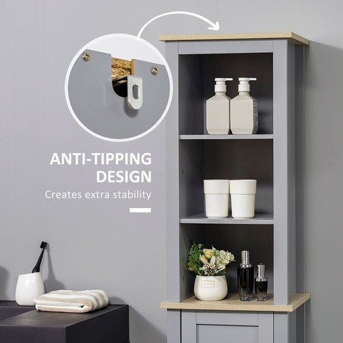 Bathroom Floor Tall Cabinet Storage Unit w/ Cupboard Adjustable Shelf-Cabinet Storage-kleankin-AfiLiMa Essentials