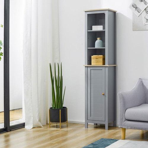 Bathroom Floor Tall Cabinet Storage Unit w/ Cupboard Adjustable Shelf-Cabinet Storage-AfiLiMa Essentials