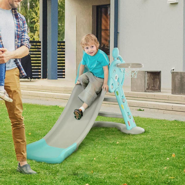 Blue Deer Slide with Basketball Hoop for Ages 18 Months to 4 Years-Baby Slide-AfiLiMa Essentials