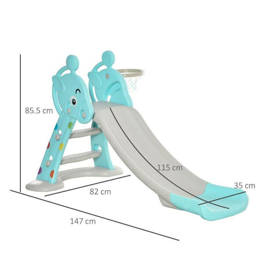 Blue Deer Slide with Basketball Hoop for Ages 18 Months to 4 Years-Baby Slide-AfiLiMa Essentials