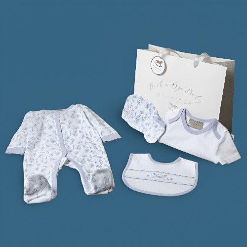 Blue Floral pattern 6 Piece Baby Sleepsuit By Rock A Bye Baby-Gift Set baby clothes-AfiLiMa Essentials