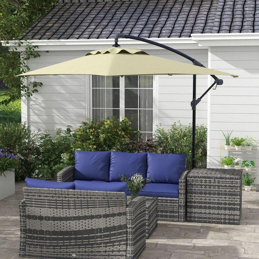 Cantilever Parasol with Cross Base and Crank Handle, 6-Rib Design-Parasol-AfiLiMa Essentials