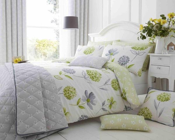 Caroline Floral 200 Thread Count Cotton Rich Duvet Set Green-Bedding-AfiLiMa Essentials