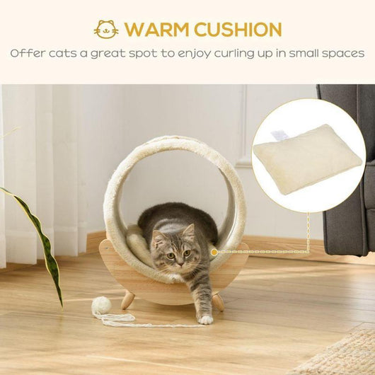 Cat House with Scratching Post and Cushioned Bed for Pets-Cat House-AfiLiMa Essentials