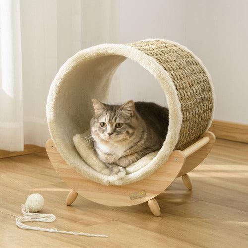 Cat House with Scratching Post and Cushioned Bed for Pets-Cat House-AfiLiMa Essentials