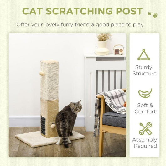 Cat Scratching Post with Carpet Base and Hanging Toy-Cat Tree-AfiLiMa Essentials