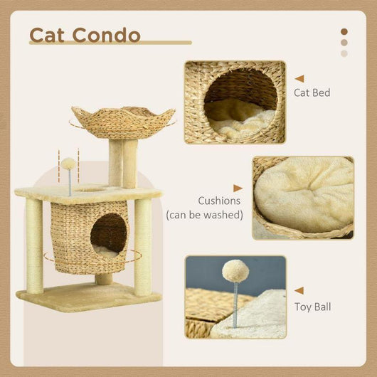 Cat Tree with Sisal Posts, Cosy House, Bed & Washable Cushions-Cat Tree-AfiLiMa Essentials