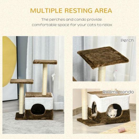 Cat Tree with Sisal Posts, Cosy House, Perches & Toy Mouse-Cat Tree-AfiLiMa Essentials