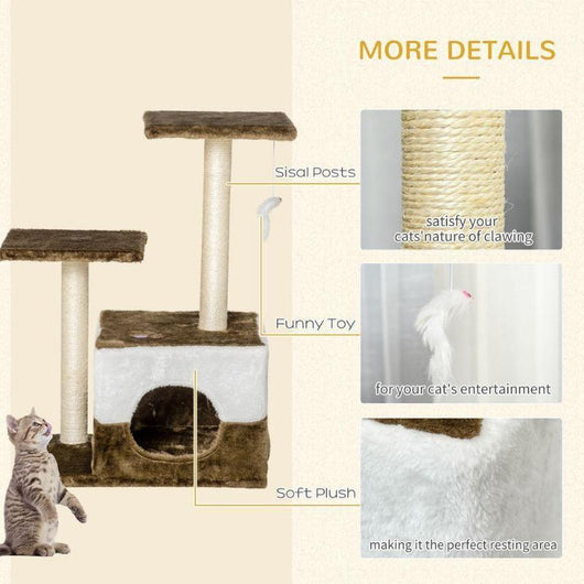 Cat Tree with Sisal Posts, Cosy House, Perches & Toy Mouse-Cat Tree-AfiLiMa Essentials