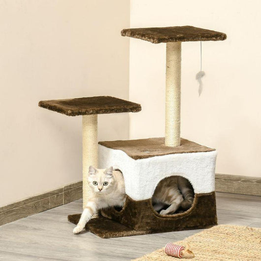 Cat Tree with Sisal Posts, Cosy House, Perches & Toy Mouse-Cat Tree-AfiLiMa Essentials