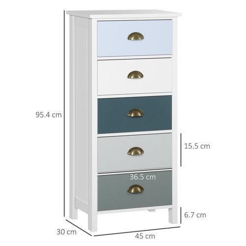 Chest of Drawers, 5-Drawer Dresser with Metal Handle-Chest Of Drawers-AfiLiMa Essentials