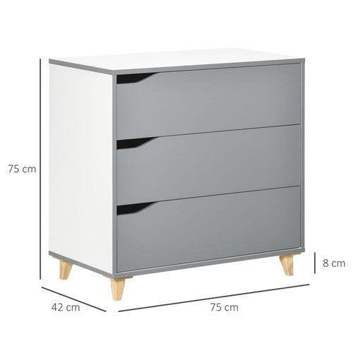 Chest of Drawers Storage Cabinet with Solid Wood Legs Grey-Chest Of Drawers-AfiLiMa Essentials