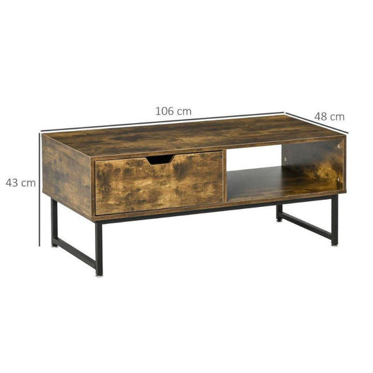 Coffee Table Wood Finish Metal Frame-Coffee Table-AfiLiMa Essentials