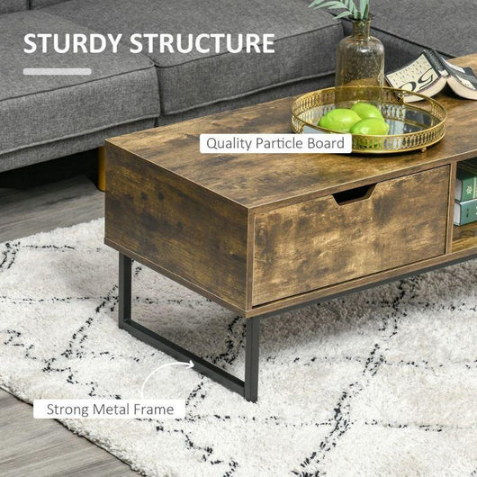 Coffee Table Wood Finish Metal Frame-Coffee Table-AfiLiMa Essentials