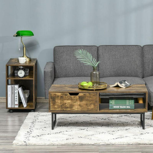 Coffee Table Wood Finish Metal Frame-Coffee Table-AfiLiMa Essentials