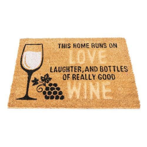 Coir Doormat with Wine Glass & Love-Door Mat-AfiLiMa Essentials