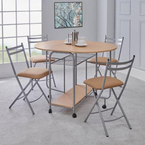 Compact Stowaway Dining Set with 4 Seats-Dining Set-AfiLiMa Essentials