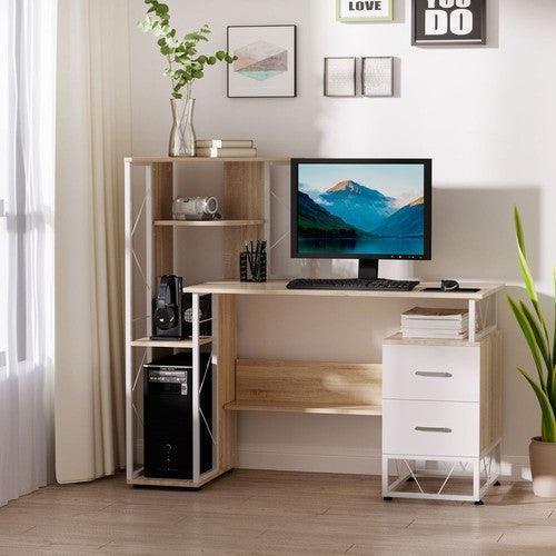 Computer Desk with 2 Drawers Multi-Shelves-Computer Desk-AfiLiMa Essentials