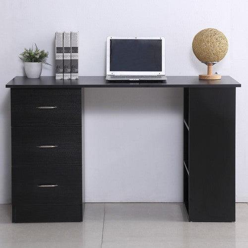 Computer Desk with 3 Shelf & Drawers Black-Computer Desk-AfiLiMa Essentials