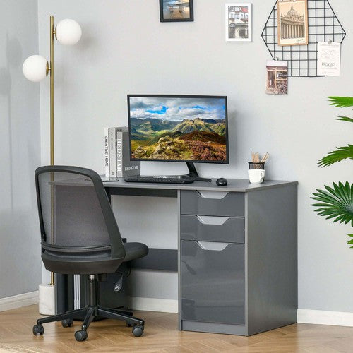 Computer Desk with Drawers, Workstation Grey-Computer Desk-HOMCOM-AfiLiMa Essentials