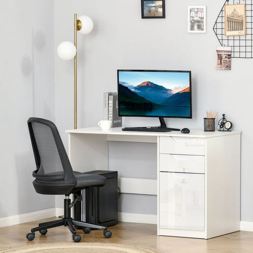 Computer Workstation With Drawers White-Computer Desk-HOMCOM-AfiLiMa Essentials