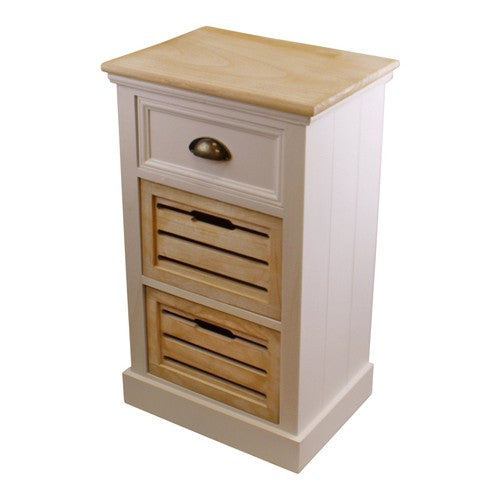 Contemporary Natural & White Chest Of Drawers, 3 Drawers-Chest Of Drawers-Geko-AfiLiMa Essentials