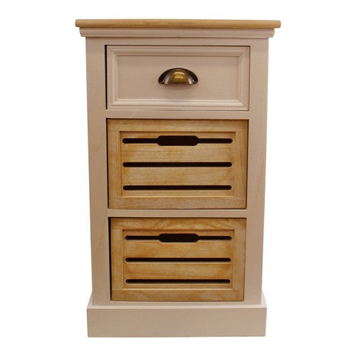 Contemporary Natural & White Chest Of Drawers, 3 Drawers-Chest Of Drawers-Geko-AfiLiMa Essentials