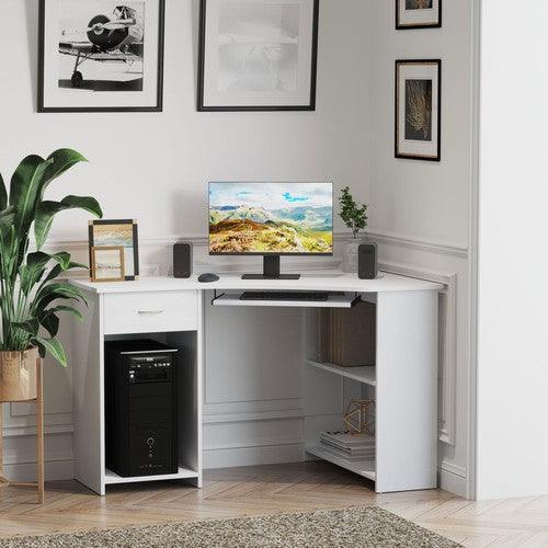 Corner Computer Desk with 2 Shelves Keyboard Tray-Computer Desk-AfiLiMa Essentials