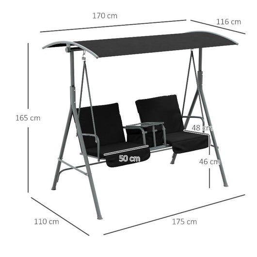 Covered Patio Swing with Pivot Table & Storage Console-Swing Chair-AfiLiMa Essentials