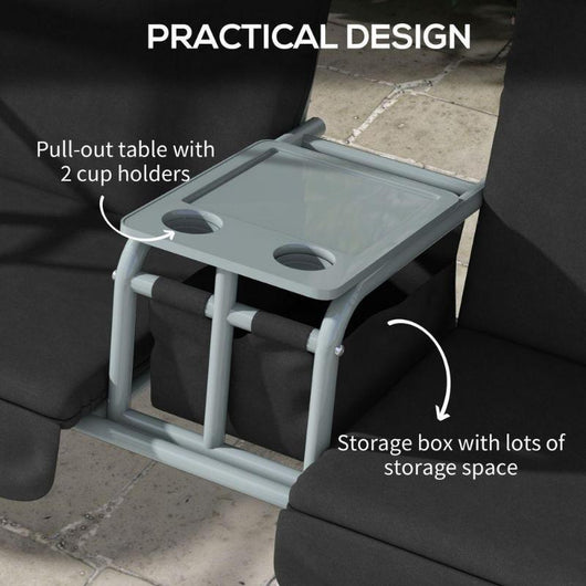 Covered Patio Swing with Pivot Table & Storage Console-Swing Chair-AfiLiMa Essentials