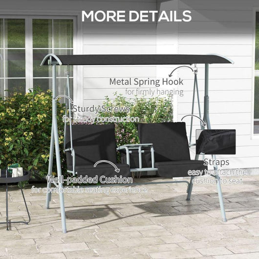 Covered Patio Swing with Pivot Table & Storage Console-Swing Chair-AfiLiMa Essentials