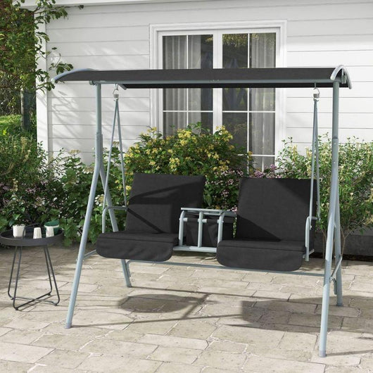 Covered Patio Swing with Pivot Table & Storage Console-Swing Chair-AfiLiMa Essentials