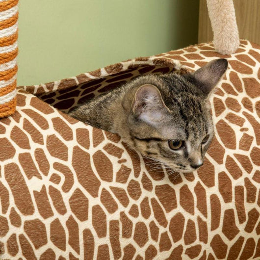 Cute Giraffe Cat Tree Tower with Scratching Posts, Tunnel & Ball-Cat Tree-AfiLiMa Essentials