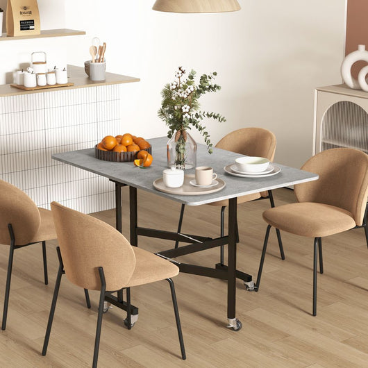 Drop Leaf Table with Wheels Folding Dining Table for Small Spaces, Grey-Dining Table-HOMCOM-AfiLiMa Essentials