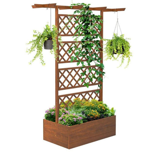 Elevated Garden Bed with Wooden Trellis for Climbing Planter-Garden Planters-AfiLiMa Essentials