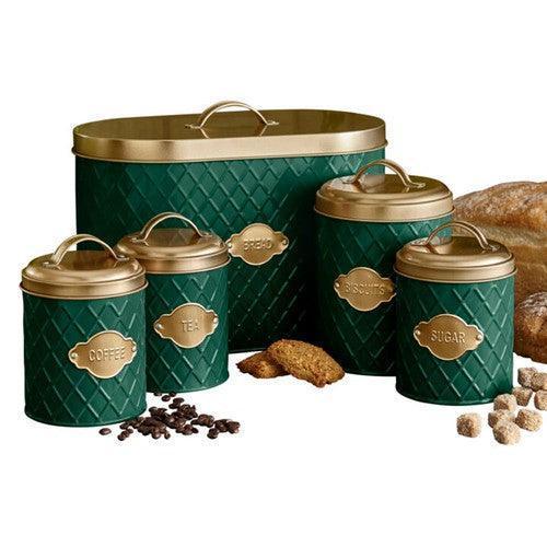 Emerald Green Embossed Kitchen Canister Set-Kitchen Canister Set-AfiLiMa Essentials