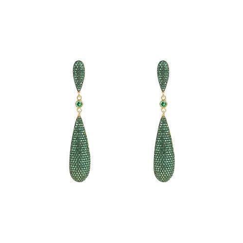 Emerald Long Drop Earrings.-Jewellery-AfiLiMa Essentials