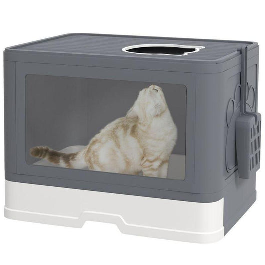 Enclosed Cat Litter Tray with Lid, Front Entry, Top Exit, Scoop & Brush-Cat Litter Box-AfiLiMa Essentials