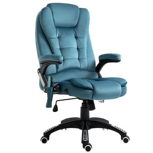 Executive Reclining Chair w/ Heating Massage Points Relaxing Headrest Blue-Office Chair-Vinsetto-AfiLiMa Essentials